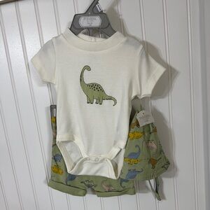 Cream and Green Dinosaur Matching Sets